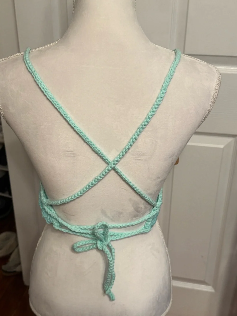 Crochet Bralette in Mint Green Blue Boho Cotton Delicate Crochet Camisole
